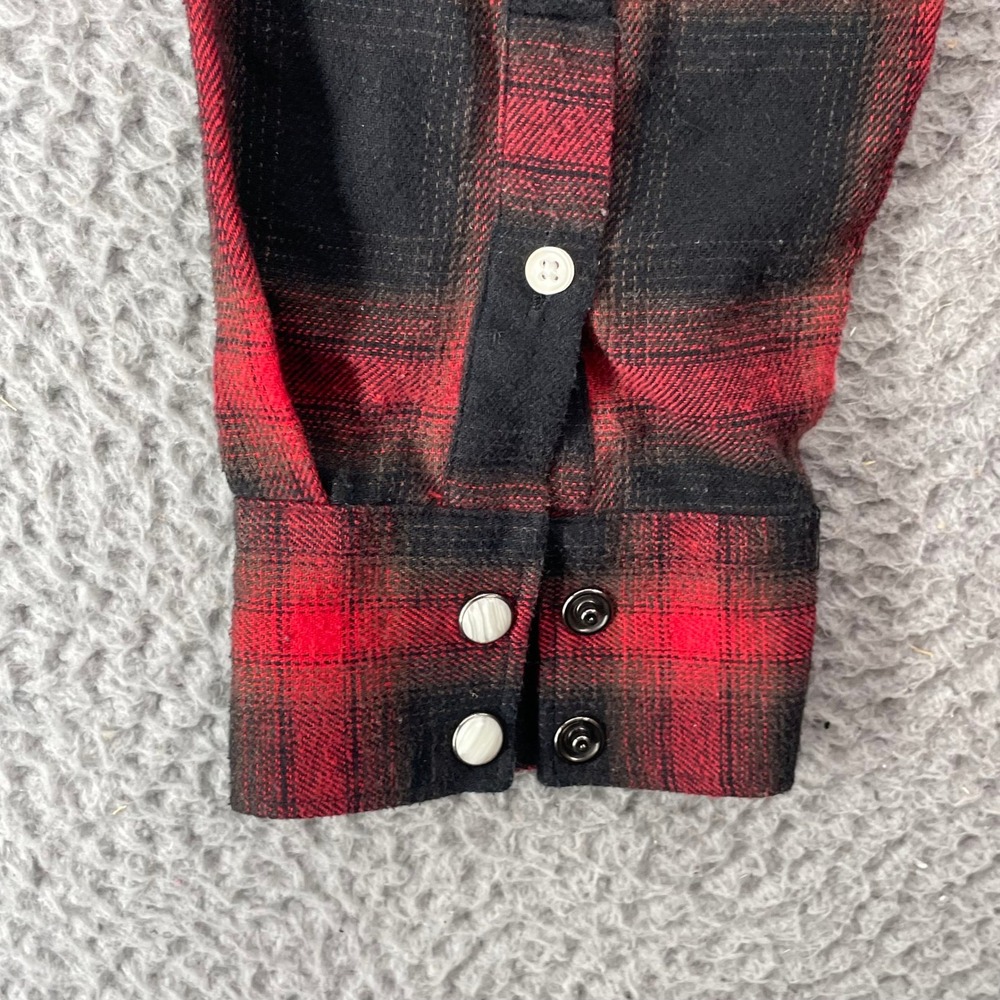 Pashartuk Flannel Western Shirt Mens Large Red Black Plaid Snap Button Academia - Picture 8 of 11